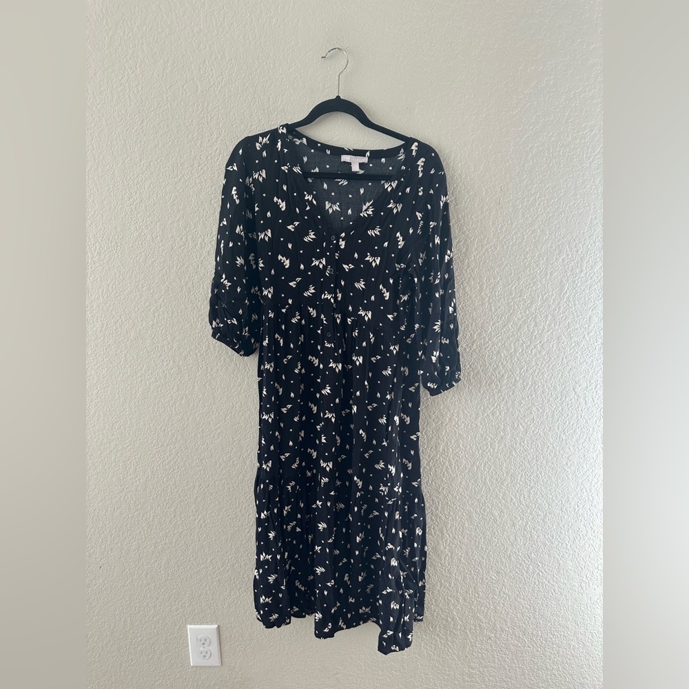 Chelsea28 Black Floral Maxi Sundress with Dolman Sleeves Size Small